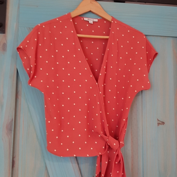 Madewell polka dot tie waist sash top S - Picture 5 of 9